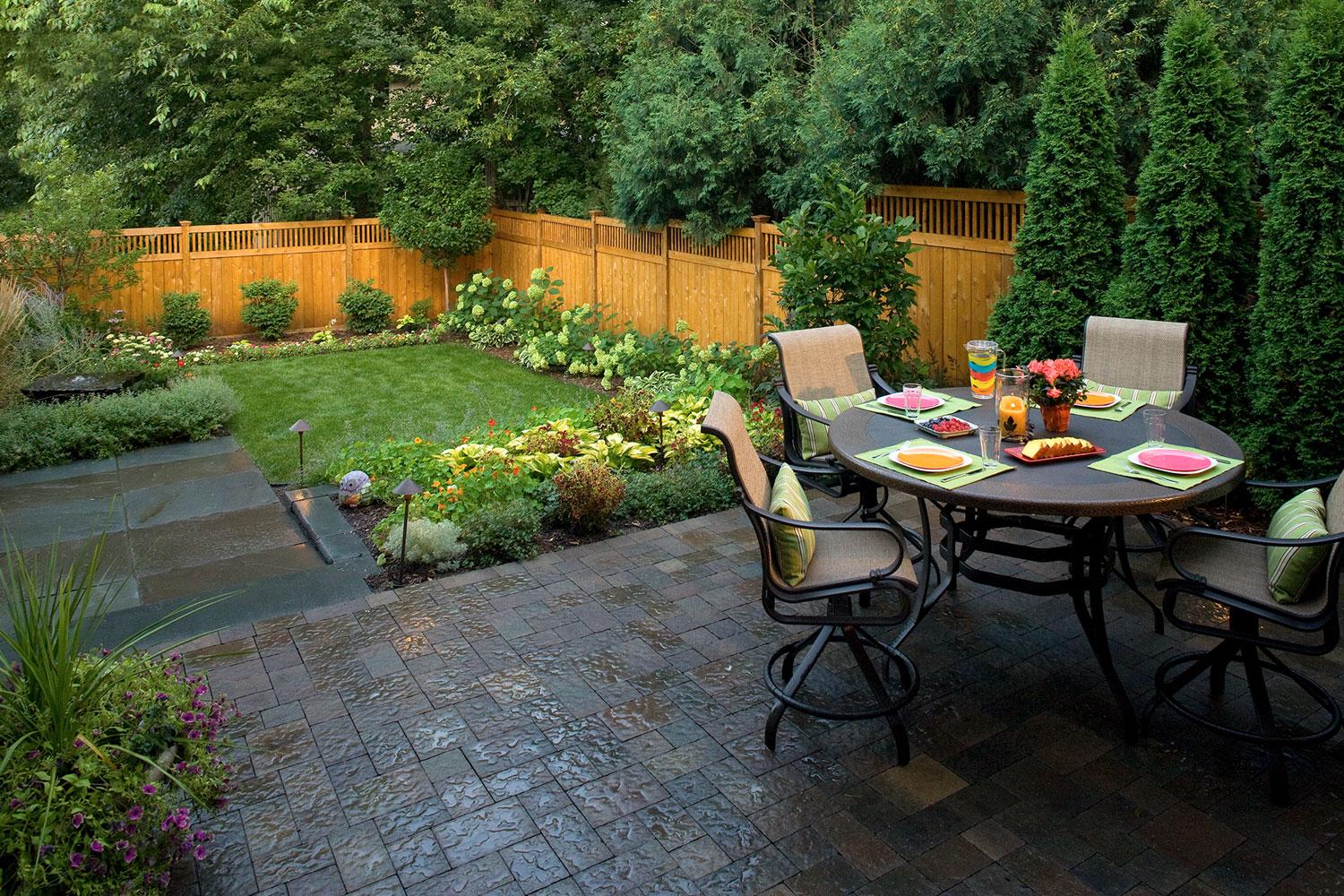 Award-winning compact modern backyard landscape design.