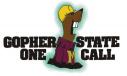 Gopher State One Call Logo. Gopher wearing a construction helmet.