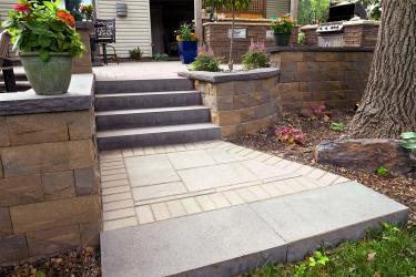 Modular brick outdoor steps.