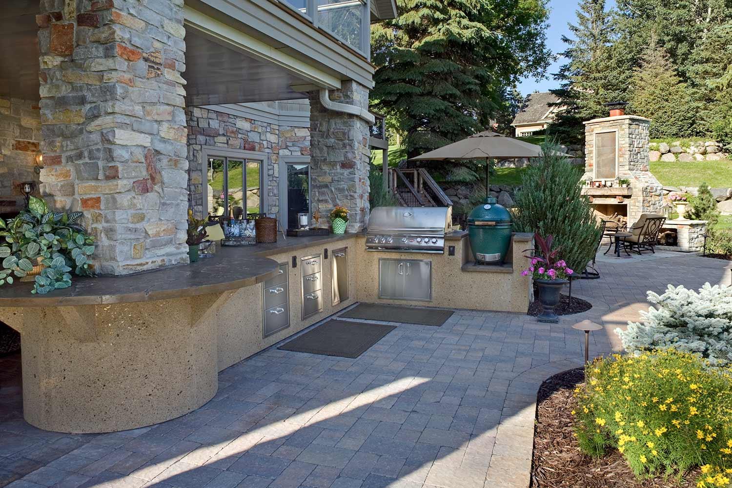 Luxury outdoor kitchen in Mound, MN backyard.