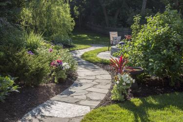 Winding garden path in Edina MN back yard landscape design