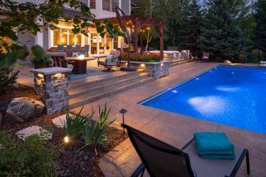 Outdoor lighting fire table garden and pool