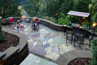 Northwoods natural stone patio and fire pit in Minneapolis Metro Area