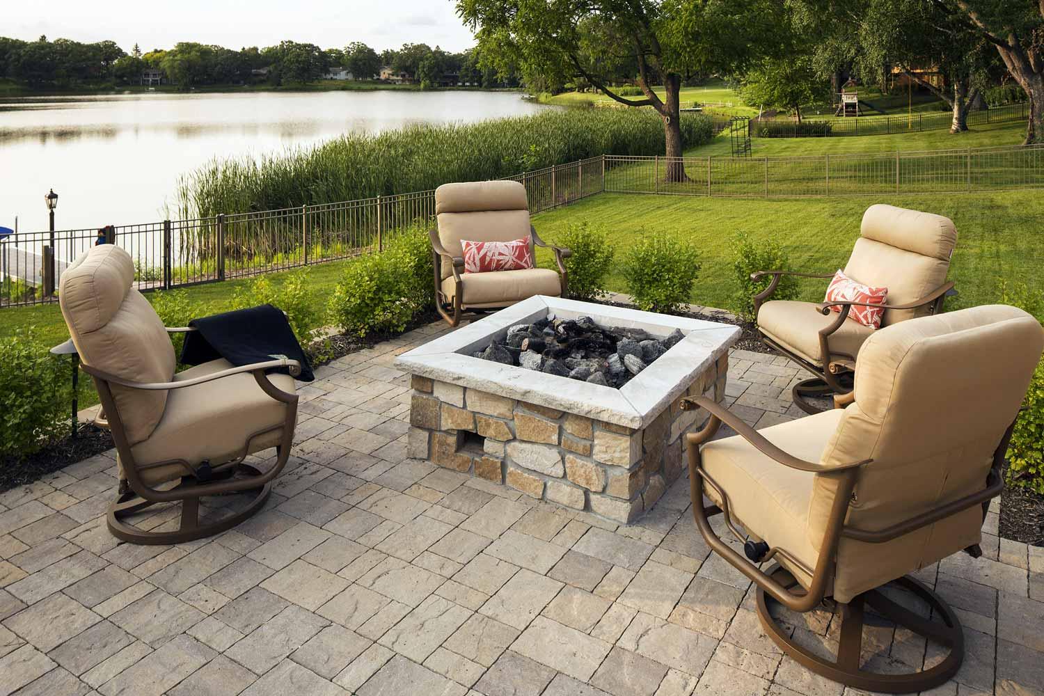 Seating around the built-in firepit