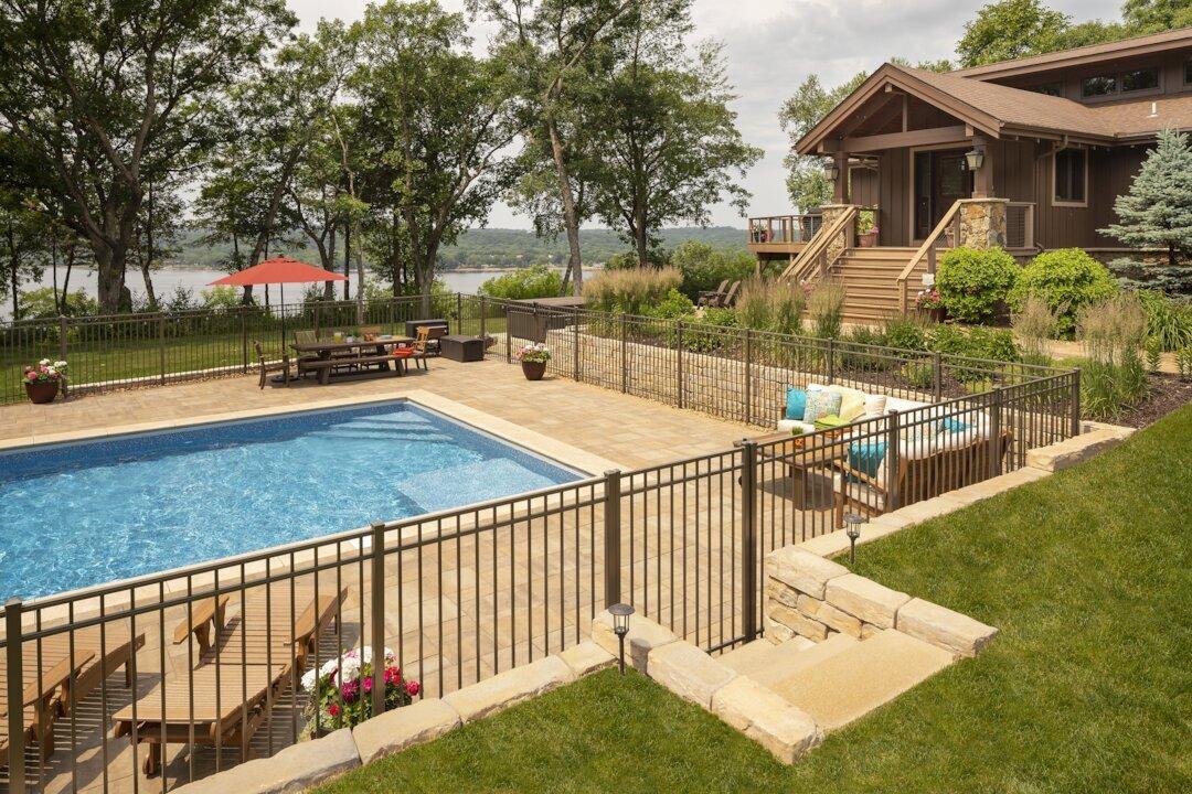 Front yard swimming pool with views of the St. Croix River Valley